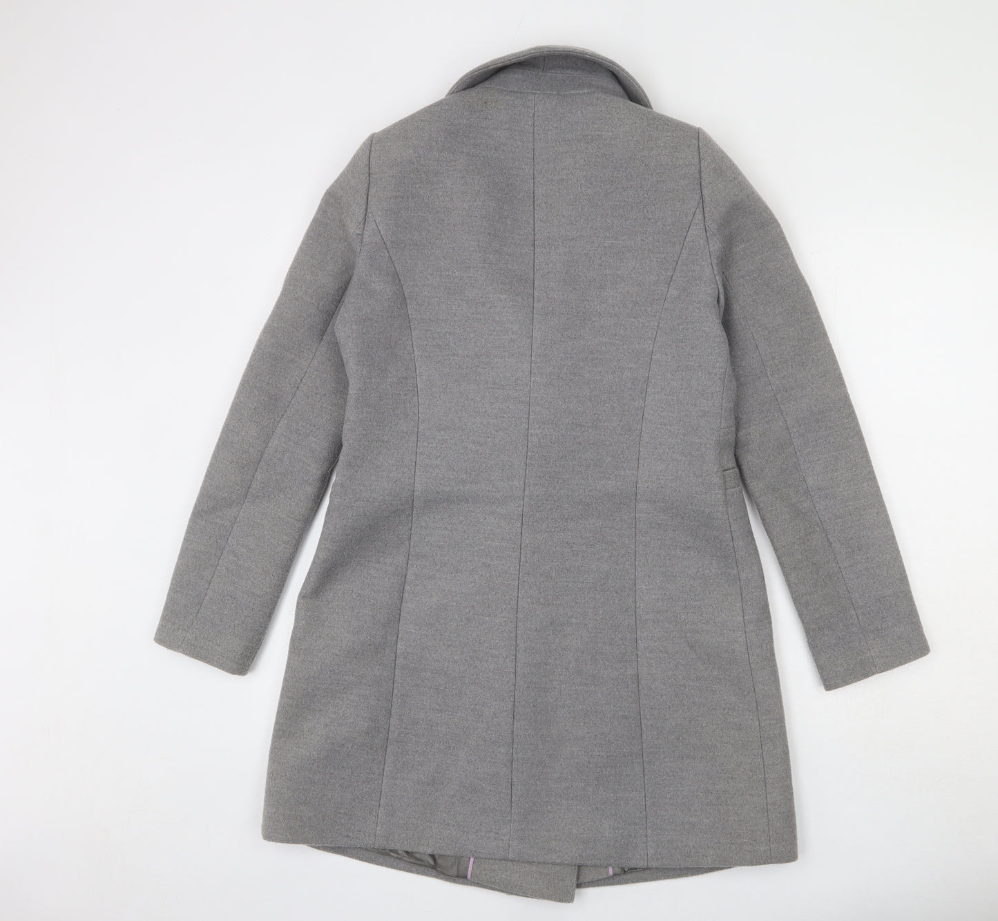 Warehouse Womens Grey Overcoat Coat Size 8 Button