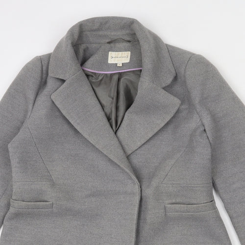 Warehouse Womens Grey Overcoat Coat Size 8 Button
