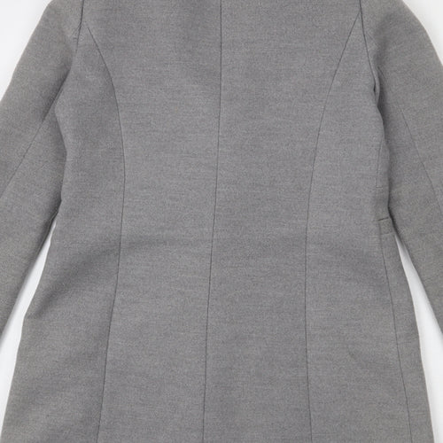 Warehouse Womens Grey Overcoat Coat Size 8 Button