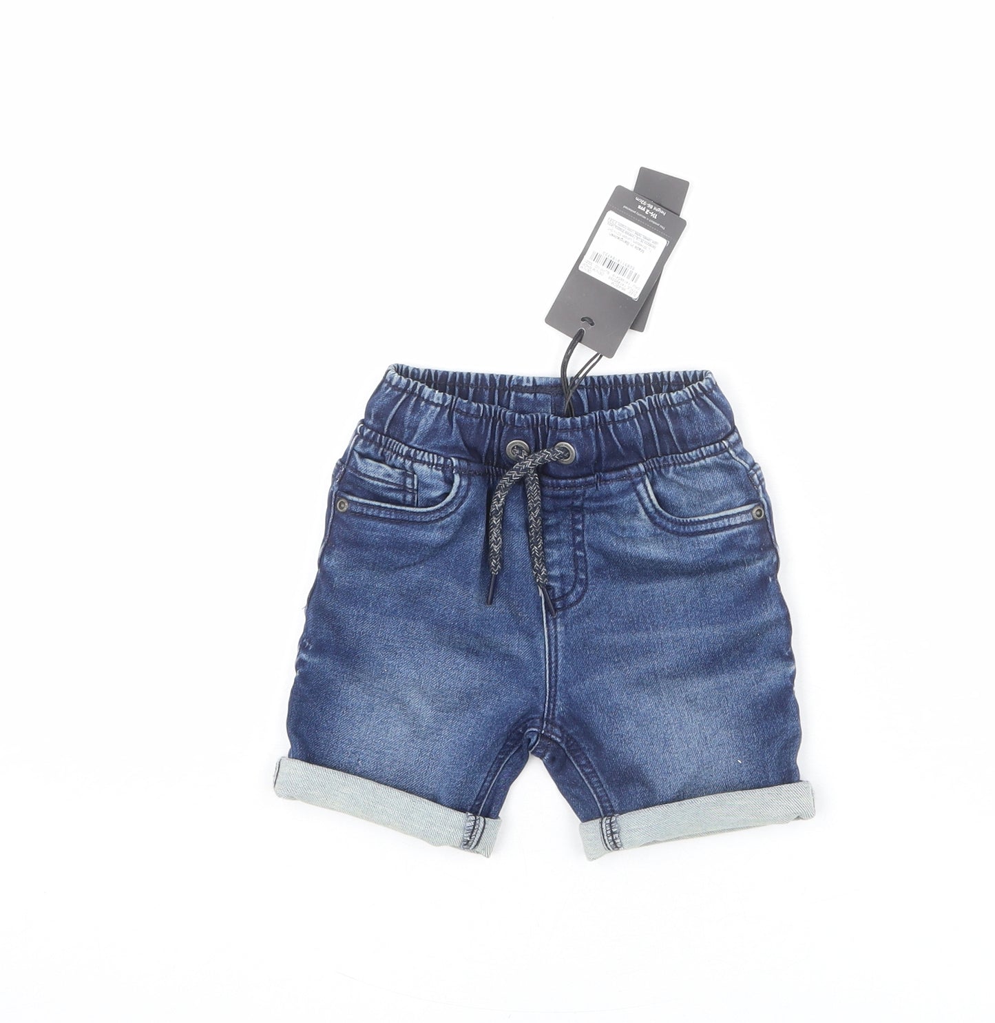 TU Boys Blue Cotton Cropped Jeans Size 18-24 Months Drawstring - Shorts