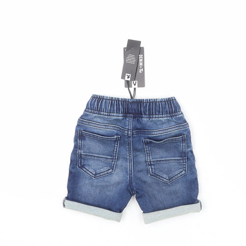 TU Boys Blue Cotton Cropped Jeans Size 18-24 Months Drawstring - Shorts
