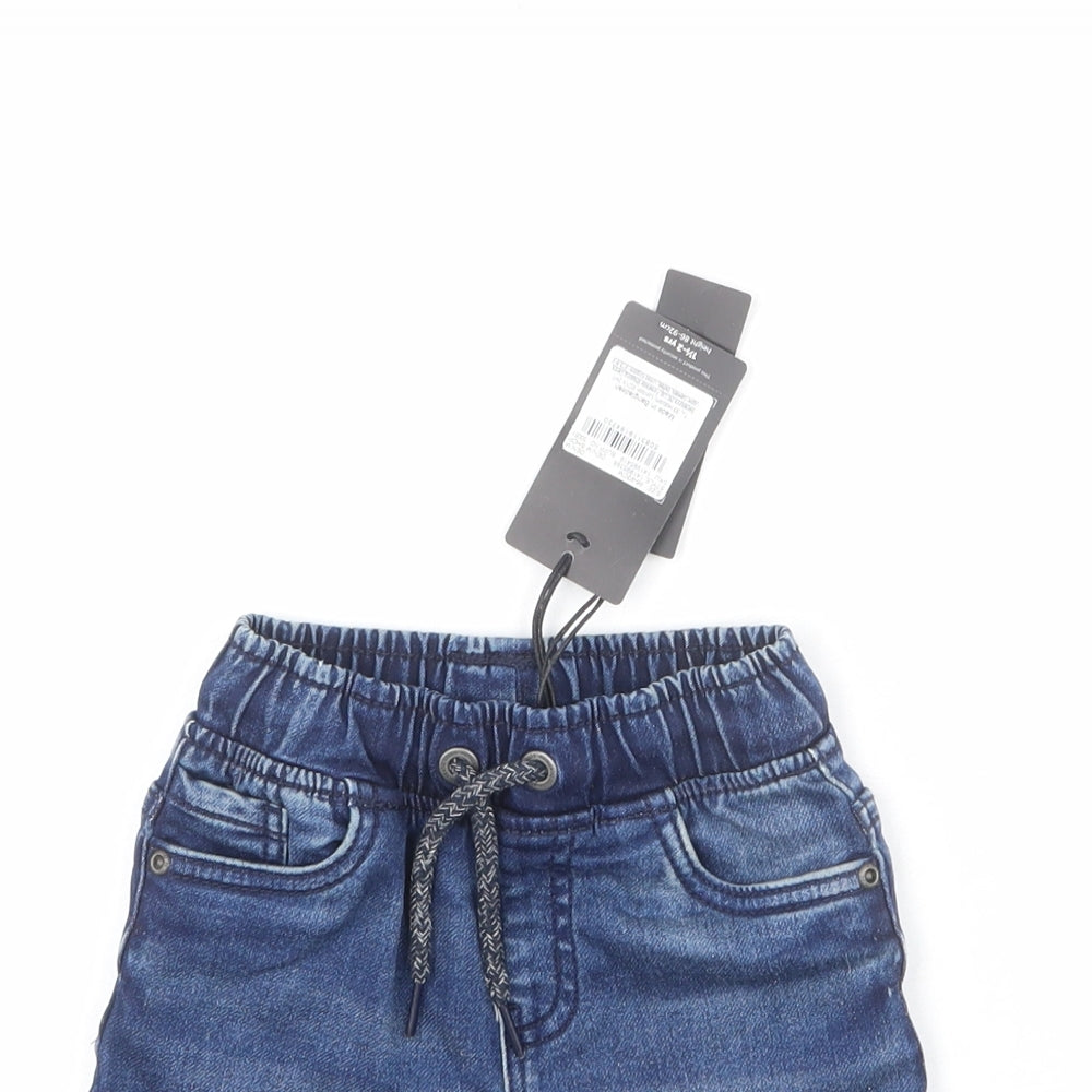 TU Boys Blue Cotton Cropped Jeans Size 18-24 Months Drawstring - Shorts