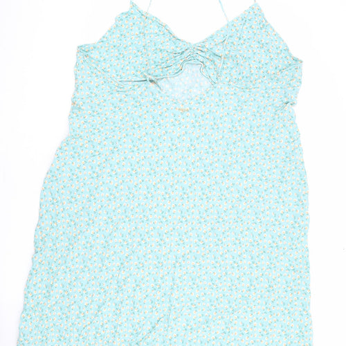 Ghost Womens Blue Floral Viscose Slip Dress Size 26 V-Neck Pullover