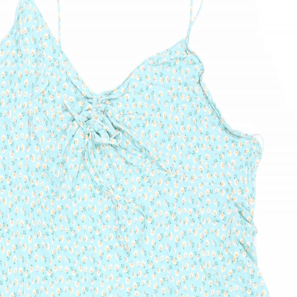 Ghost Womens Blue Floral Viscose Slip Dress Size 26 V-Neck Pullover