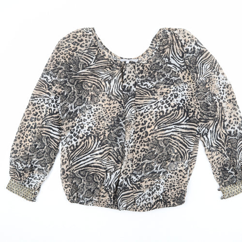 Red Herring Womens Multicoloured Animal Print Polyester Basic Blouse Size 14 Boat Neck - Leopard Print, Snake Print, Zebra Print