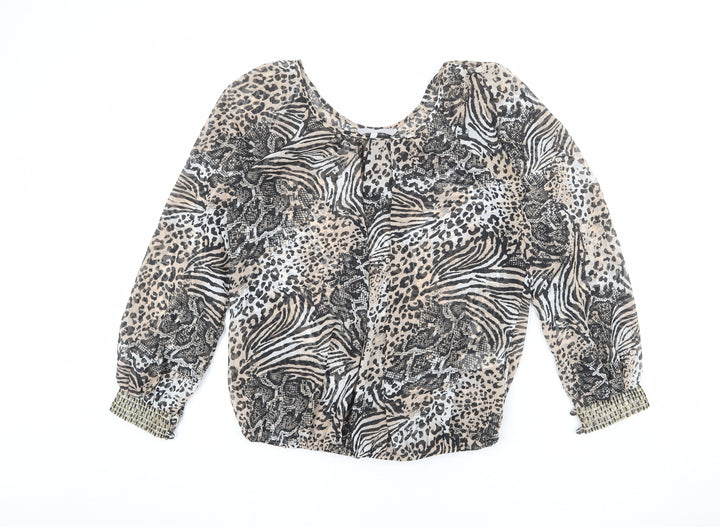 Red Herring Womens Multicoloured Animal Print Polyester Basic Blouse Size 14 Boat Neck - Leopard Print, Snake Print, Zebra Print