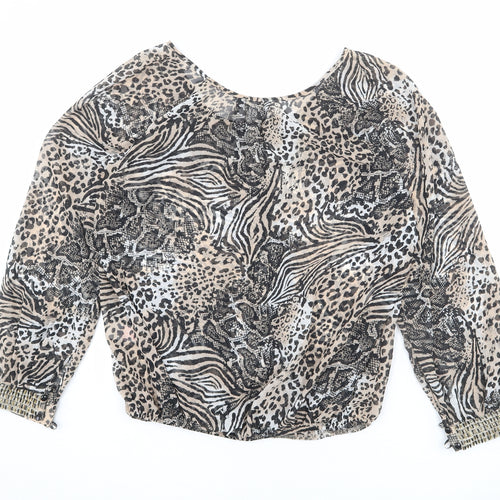 Red Herring Womens Multicoloured Animal Print Polyester Basic Blouse Size 14 Boat Neck - Leopard Print, Snake Print, Zebra Print