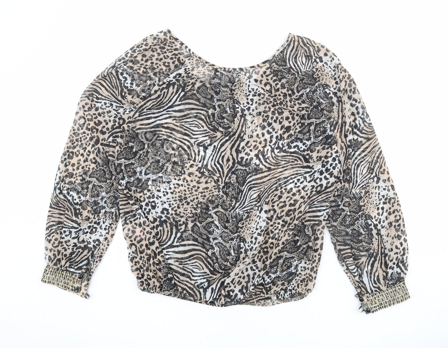 Red Herring Womens Multicoloured Animal Print Polyester Basic Blouse Size 14 Boat Neck - Leopard Print, Snake Print, Zebra Print