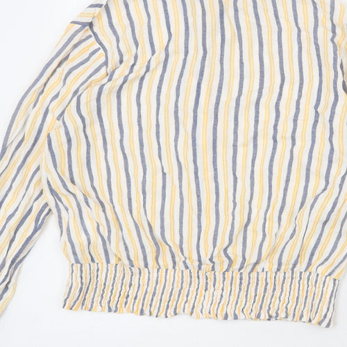 Zudio Womens Multicoloured Striped Viscose Cropped Button-Up Size XS Collared