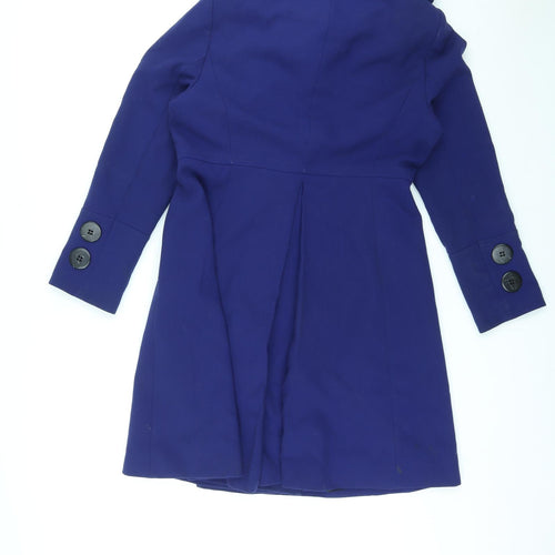 Ronit Zilkah Womens Blue Overcoat Coat Size 14 Button