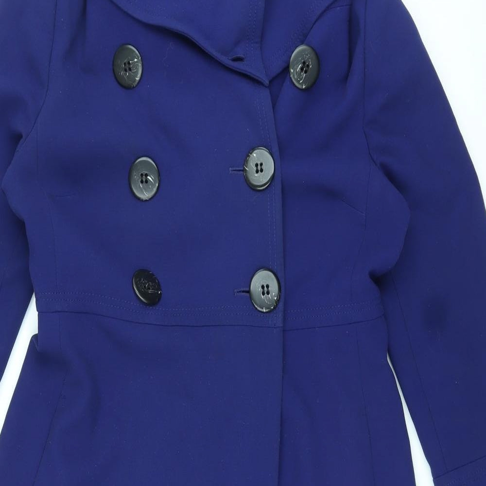 Ronit Zilkah Womens Blue Overcoat Coat Size 14 Button