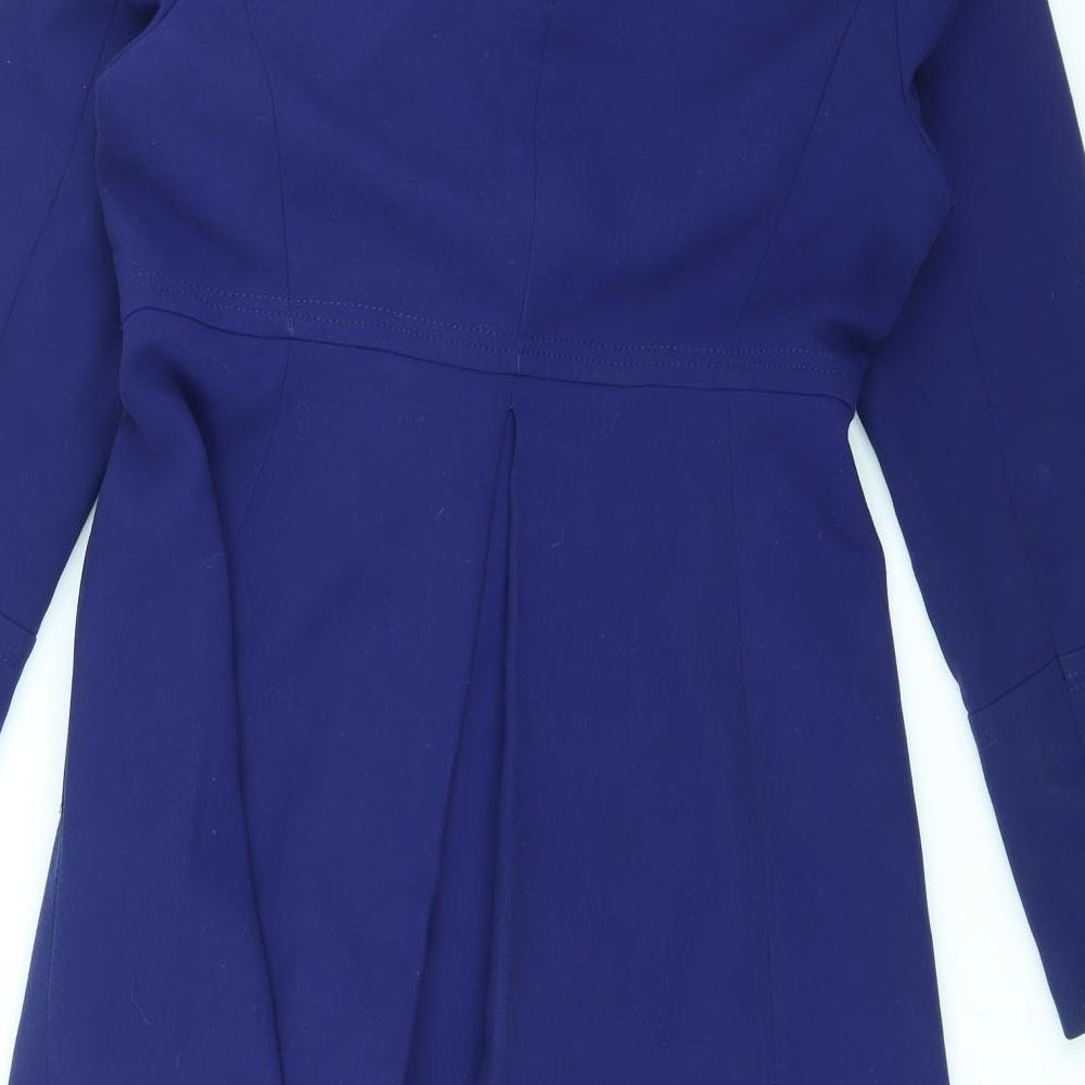 Ronit Zilkah Womens Blue Overcoat Coat Size 14 Button