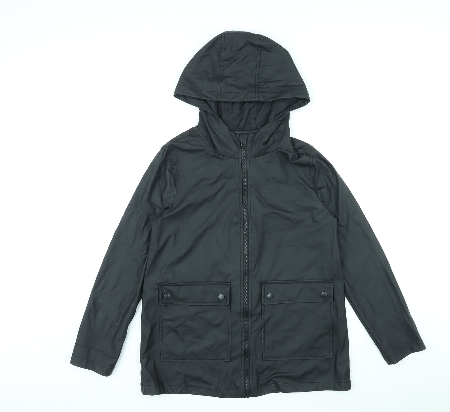 New Look Girls Black Rain Coat Coat Size 12-13 Years Zip