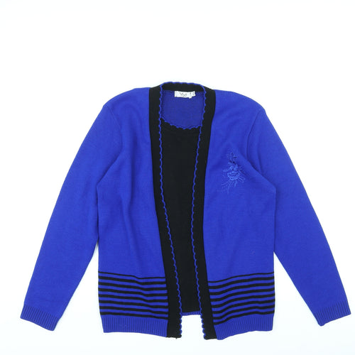 Vivi Womens Blue Round Neck Acrylic Pullover Jumper Size S - Size S-M, Embroidered Flower