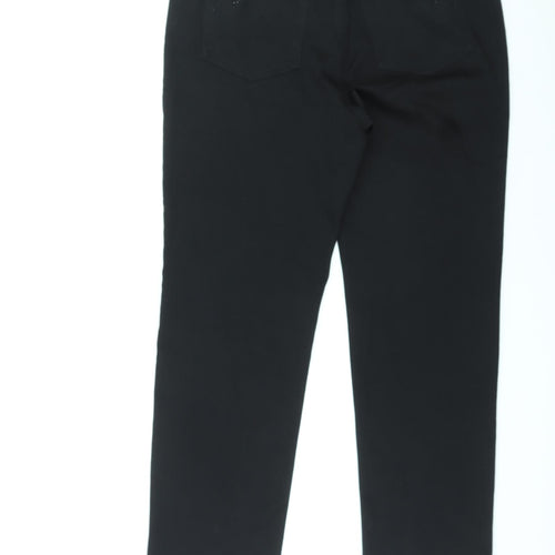 Marks and Spencer Womens Black Cotton Straight Jeans Size 18 L30 in Regular Zip - Embellished Pockets