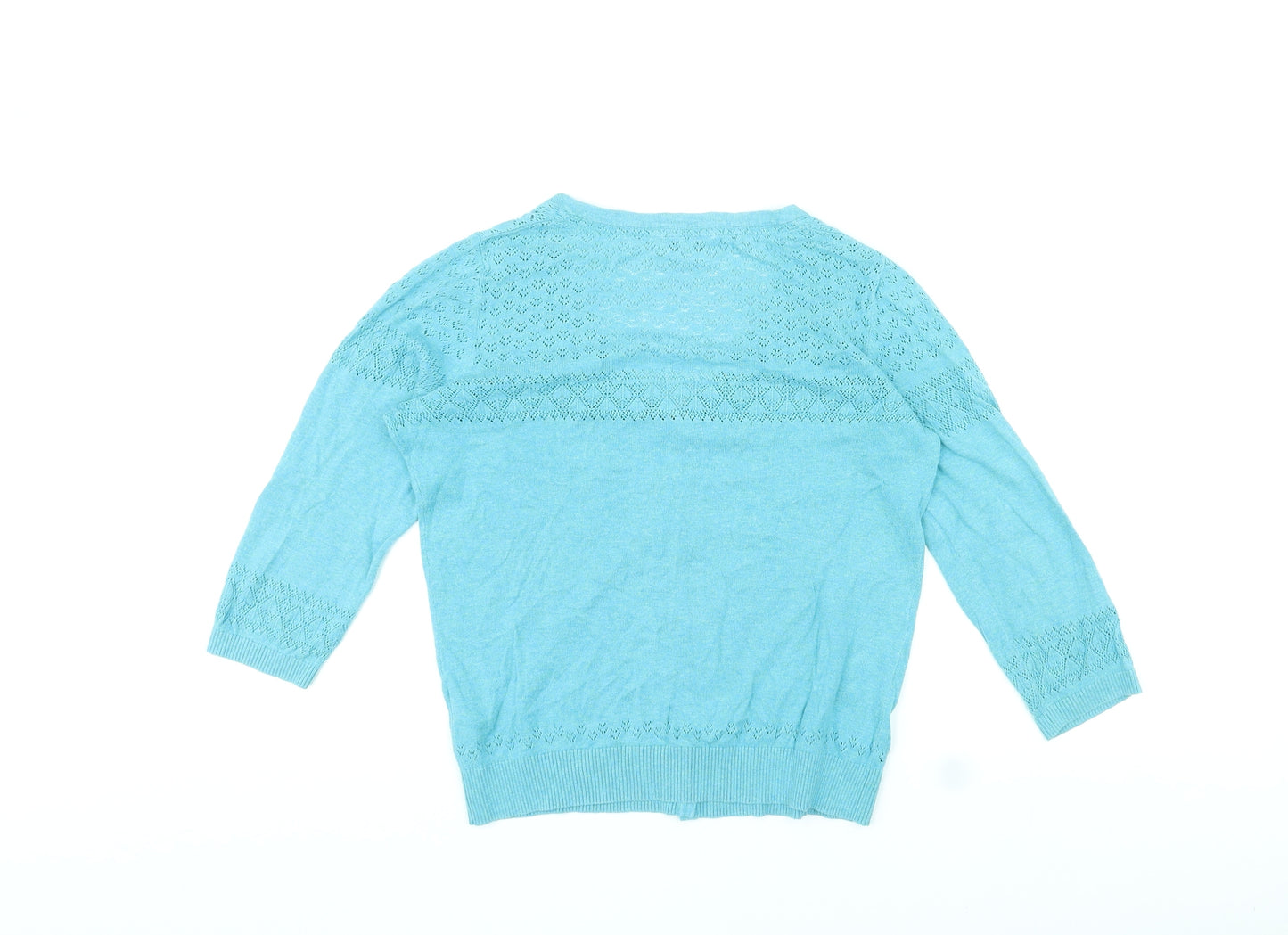 Fat Face Womens Blue V-Neck Cotton Cardigan Jumper Size 14