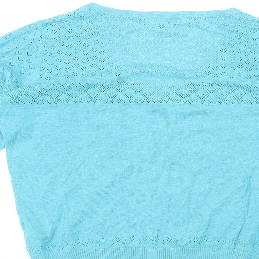 Fat Face Womens Blue V-Neck Cotton Cardigan Jumper Size 14