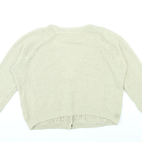 Neal Womens Beige V-Neck Polyester Cardigan Jumper Size S - Cropped