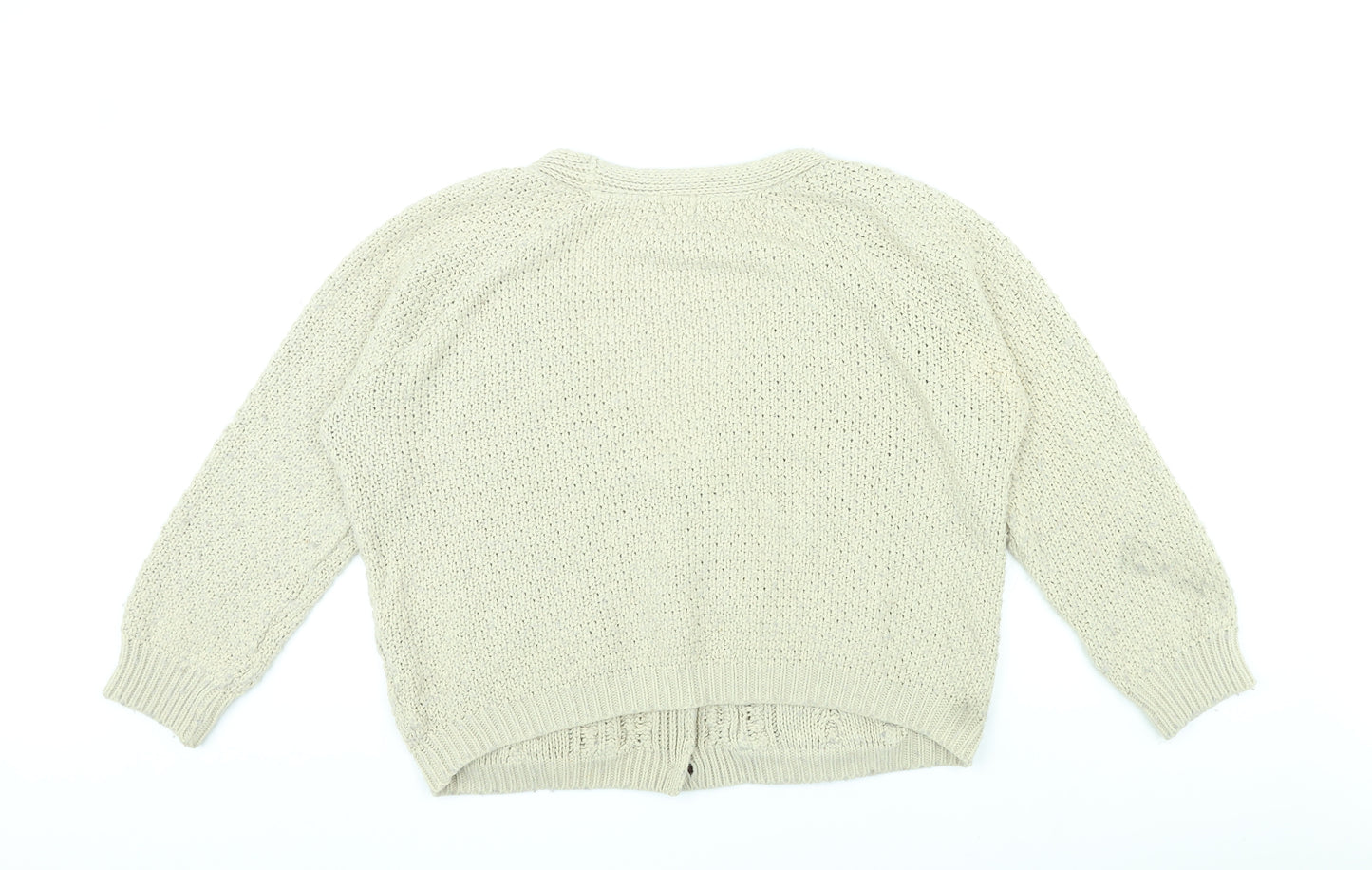 Neal Womens Beige V-Neck Polyester Cardigan Jumper Size S - Cropped