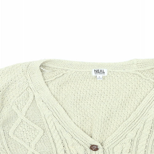Neal Womens Beige V-Neck Polyester Cardigan Jumper Size S - Cropped