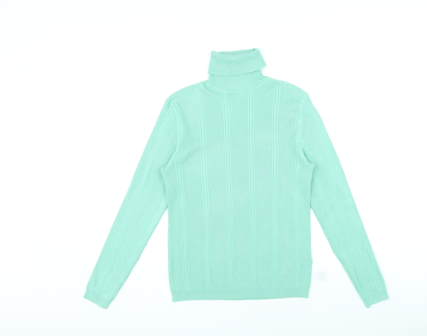 Marks and Spencer Womens Green Roll Neck Viscose Pullover Jumper Size 10