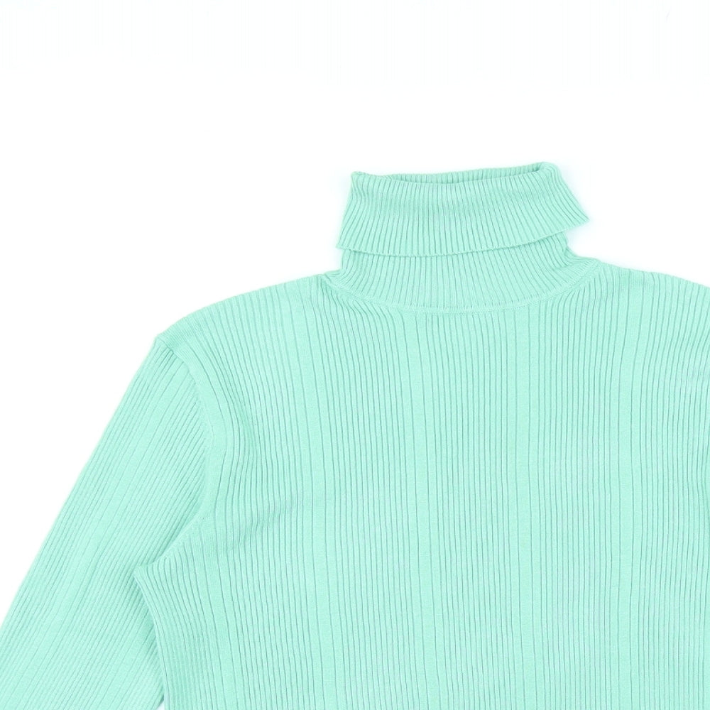 Marks and Spencer Womens Green Roll Neck Viscose Pullover Jumper Size 10