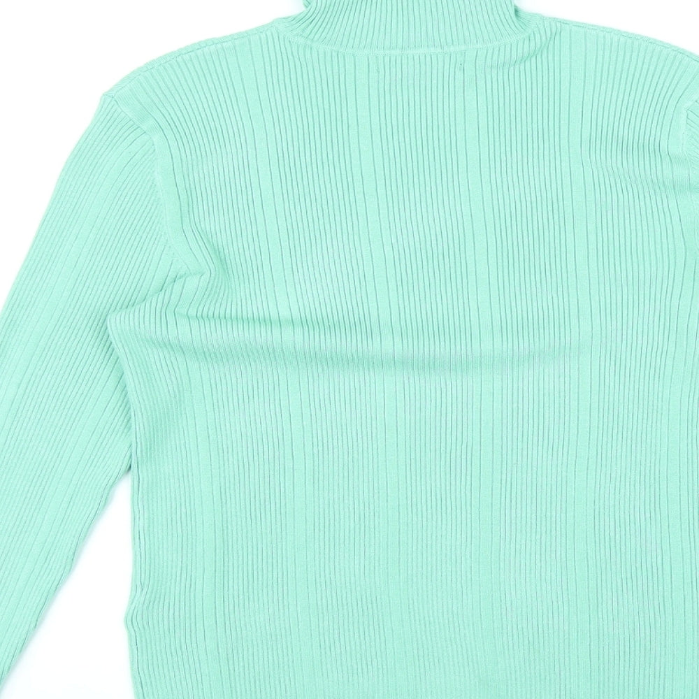 Marks and Spencer Womens Green Roll Neck Viscose Pullover Jumper Size 10