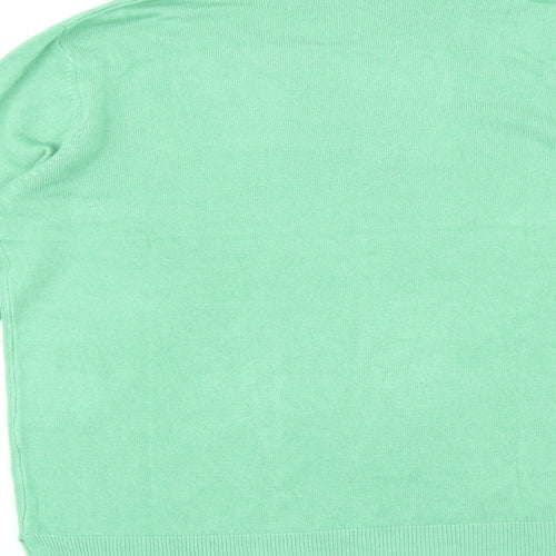 Marks and Spencer Womens Green Round Neck Polyester Pullover Jumper Size 14