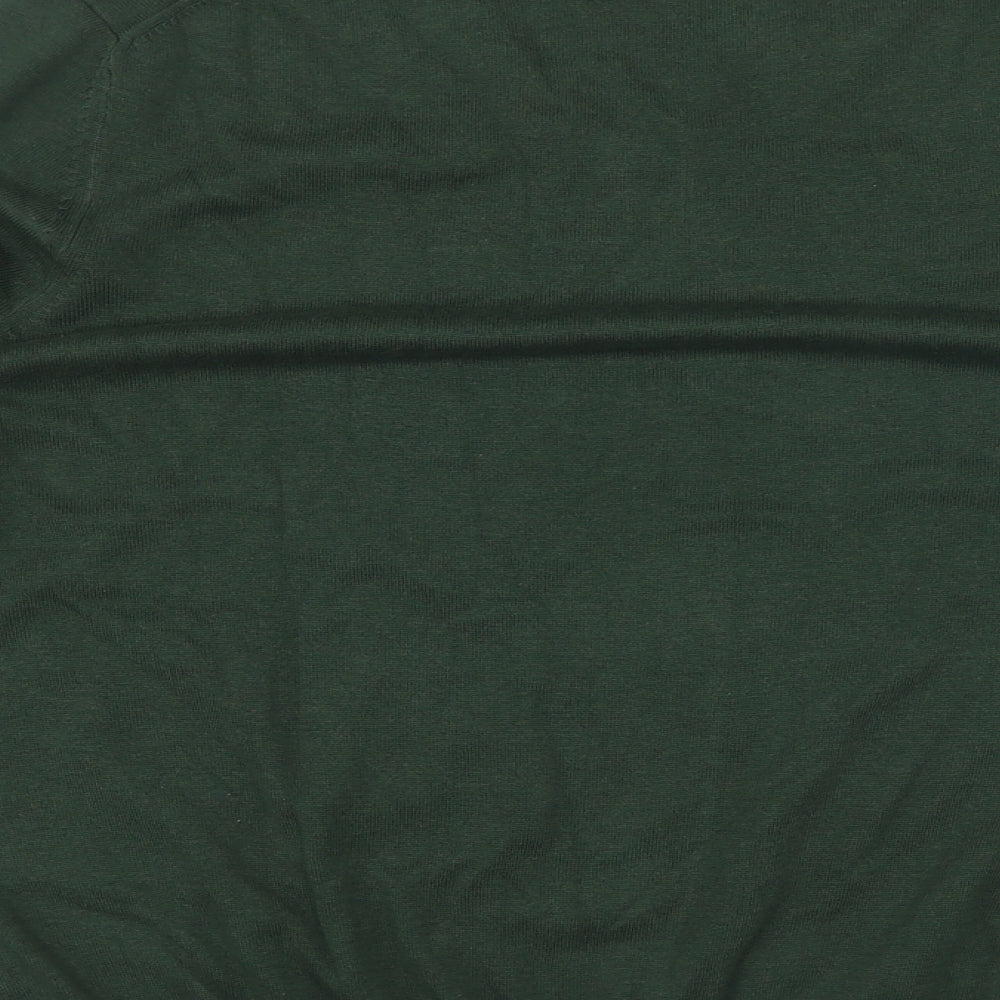 Marks and Spencer Mens Green V-Neck Cotton Pullover Jumper Size XL Long Sleeve