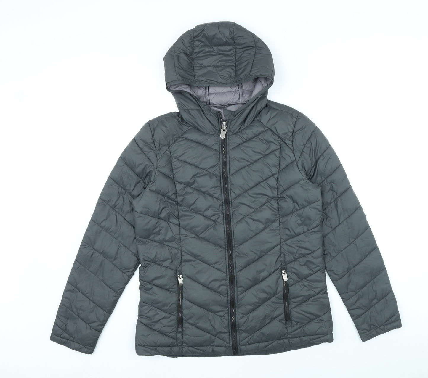 Fat Face Womens Grey Quilted Jacket Size 12 Zip