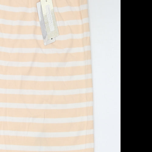 Lipsy Womens Ivory Striped Viscose Straight & Pencil Skirt Size L - Slit Detail