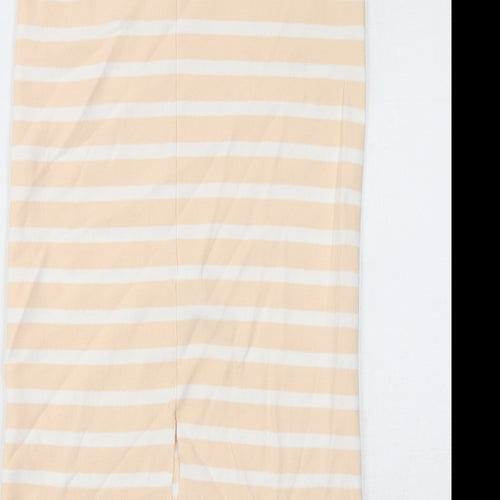 Lipsy Womens Ivory Striped Viscose Straight & Pencil Skirt Size L - Slit Detail