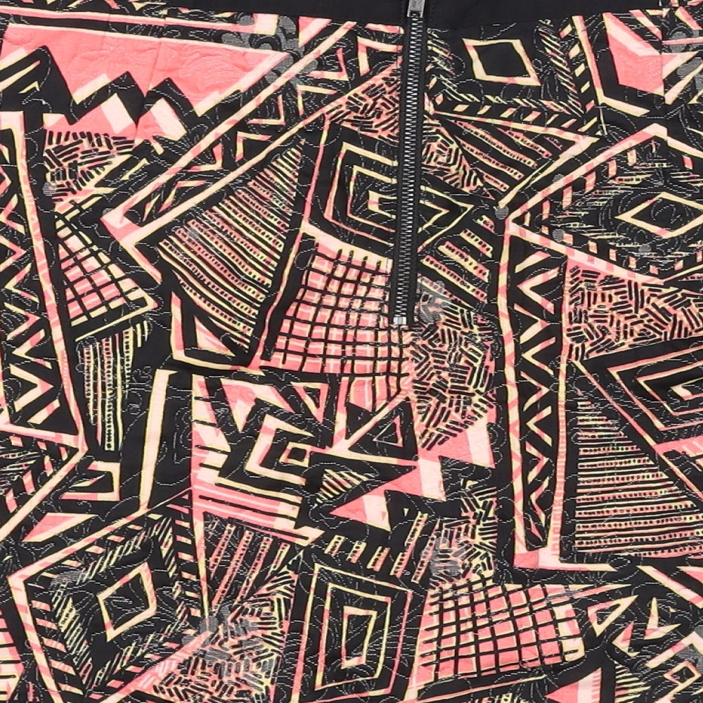 Topshop Womens Pink Geometric Cotton Mini Skirt Size 12 Zip
