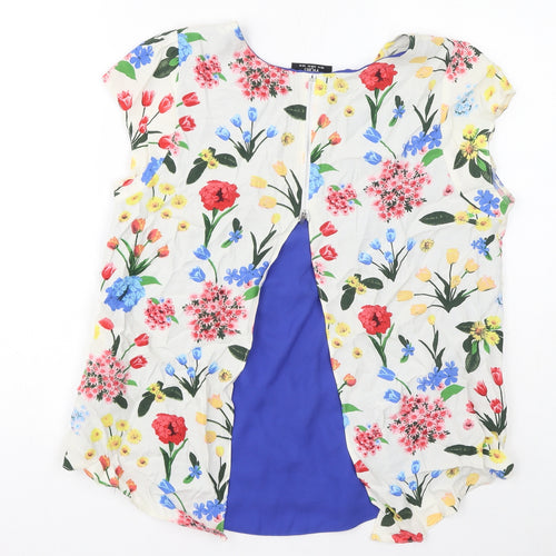 Wallis Womens Multicoloured Floral Viscose Basic Blouse Size 14 Round Neck