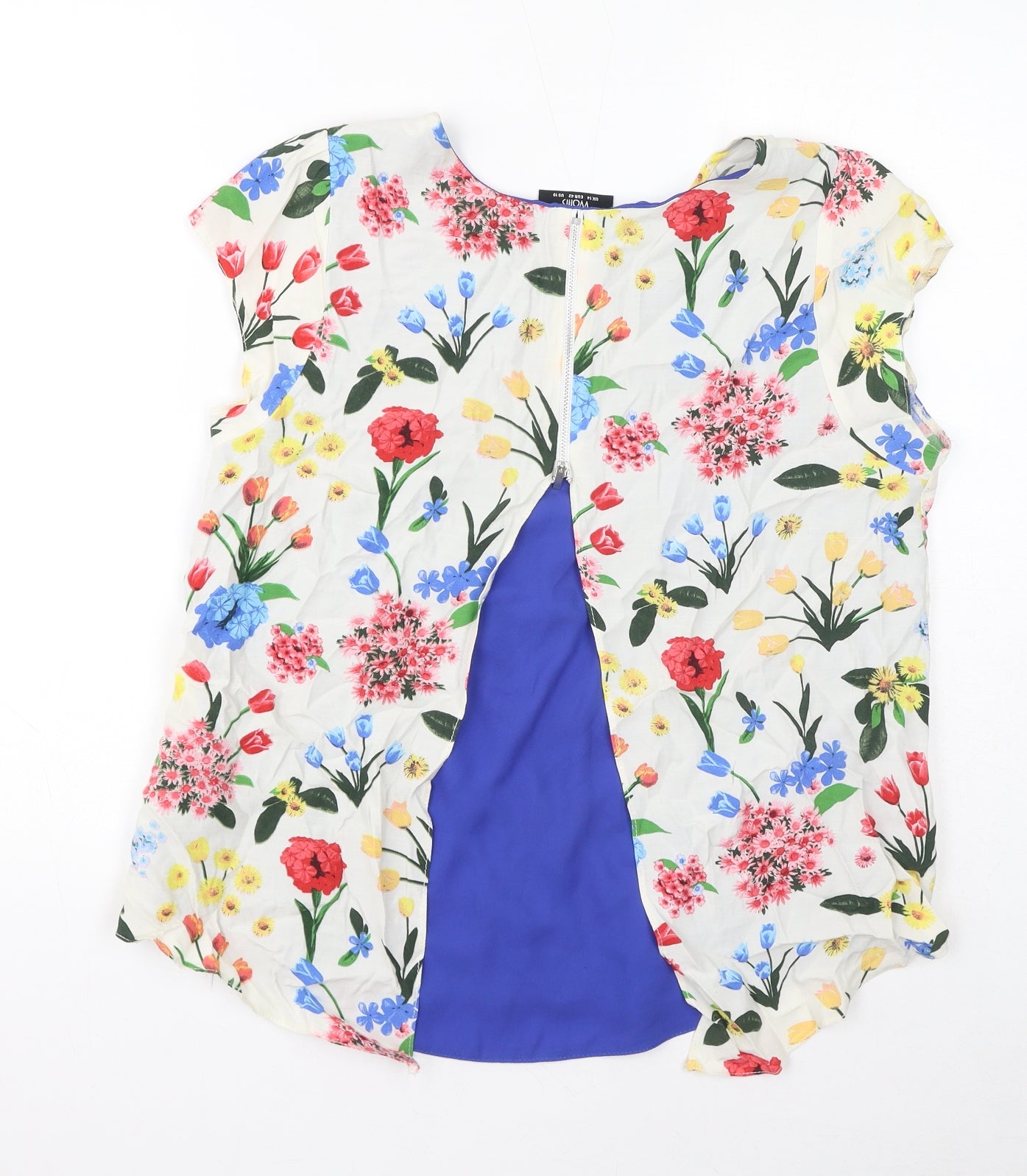 Wallis Womens Multicoloured Floral Viscose Basic Blouse Size 14 Round Neck