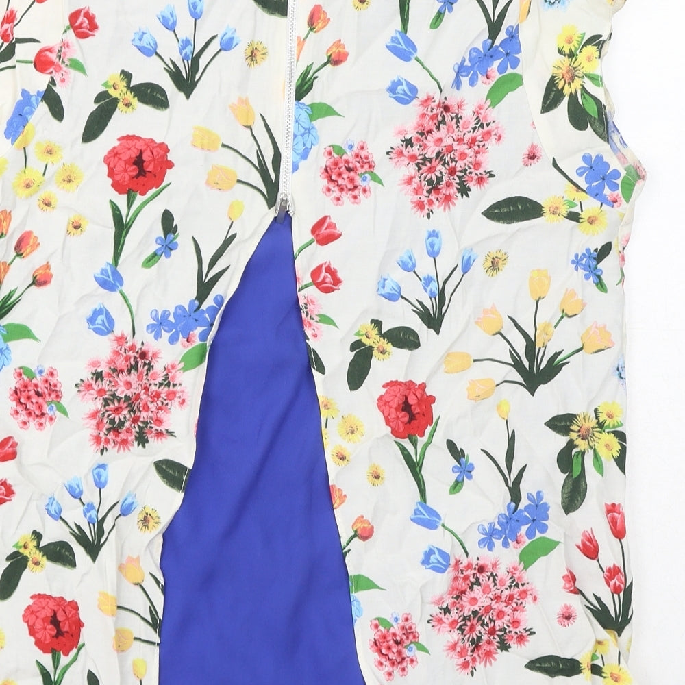 Wallis Womens Multicoloured Floral Viscose Basic Blouse Size 14 Round Neck