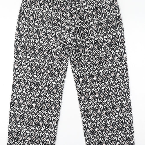 H&M Womens Grey Geometric Polyester Trousers Size 10 L29 in Regular
