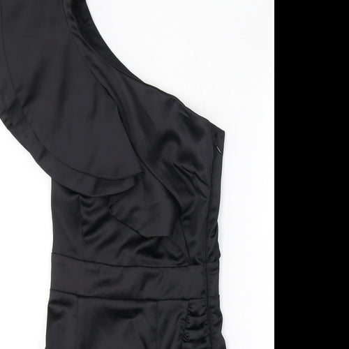 Lipsy Womens Black Polyester Bodycon Size 6 One Shoulder Zip - Ruffles
