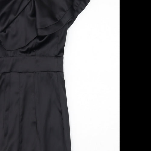 Lipsy Womens Black Polyester Bodycon Size 6 One Shoulder Zip - Ruffles