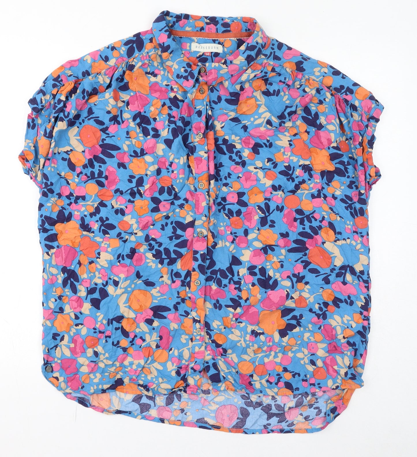 Brakeburn Womens Multicoloured Floral Viscose Basic Button-Up Size 14 Collared