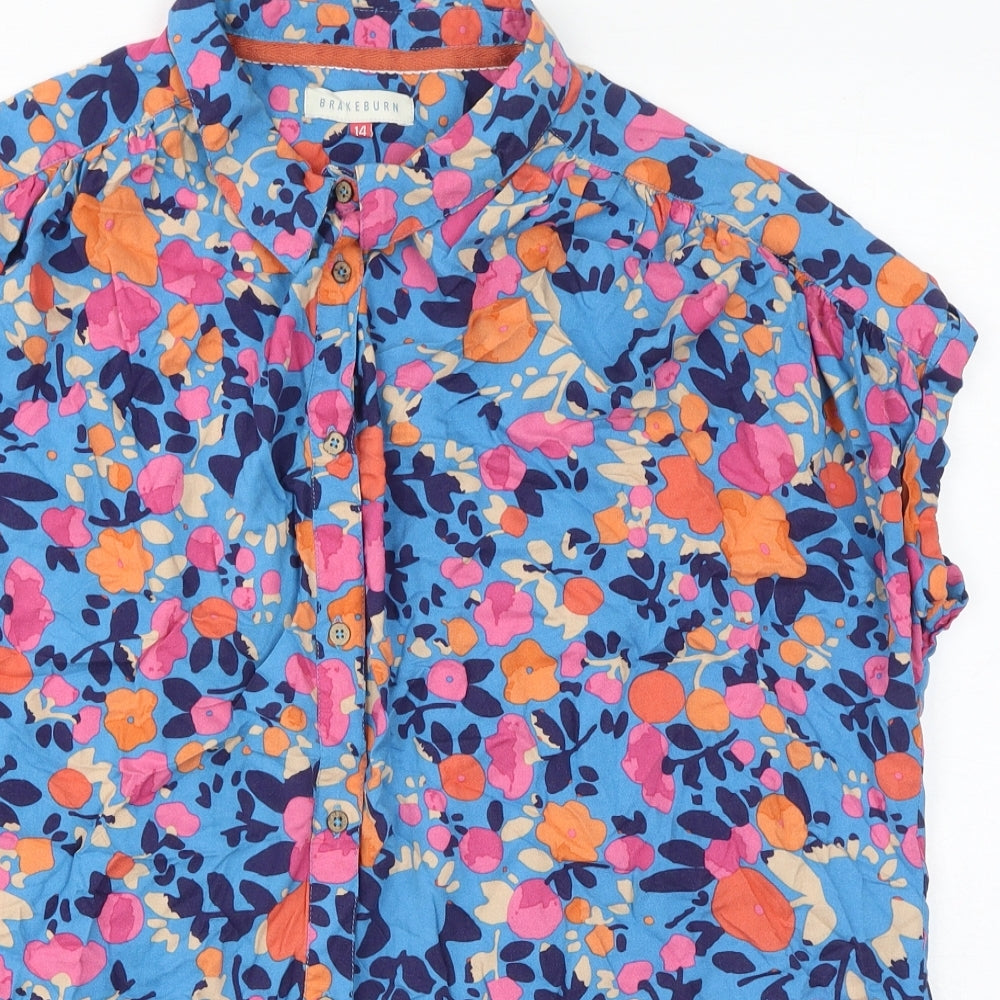 Brakeburn Womens Multicoloured Floral Viscose Basic Button-Up Size 14 Collared