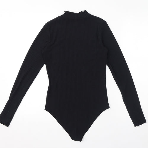 New Look Womens Black Polyester Bodysuit One-Piece Size 12 Button