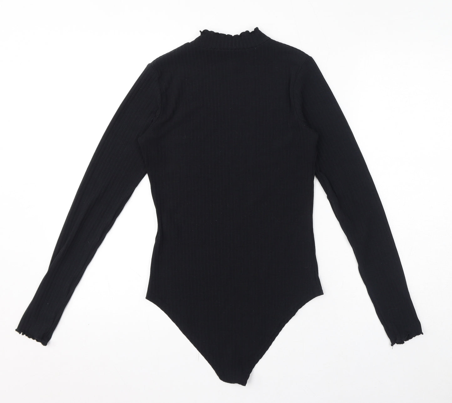 New Look Womens Black Polyester Bodysuit One-Piece Size 12 Button