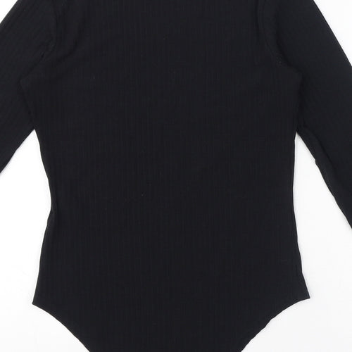 New Look Womens Black Polyester Bodysuit One-Piece Size 12 Button