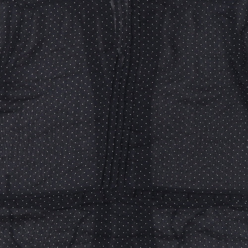 Topshop Womens Black Polka Dot Polyester Basic Button-Up Size 12 V-Neck - Sheer