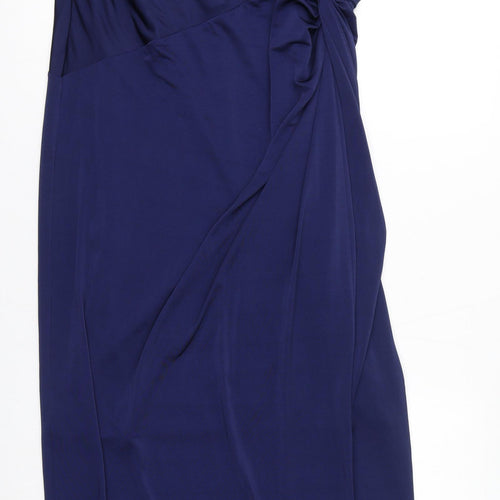 Debut Womens Blue Polyester Maxi Size 16 V-Neck Pullover