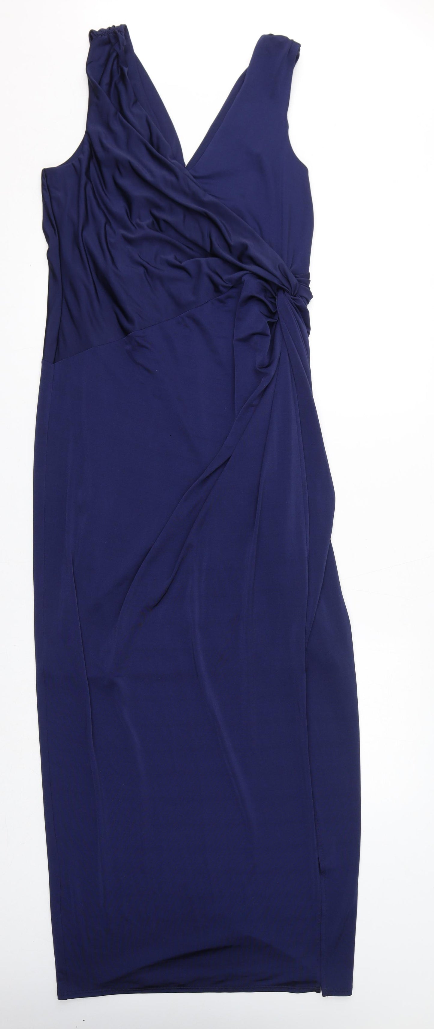 Debut Womens Blue Polyester Maxi Size 16 V-Neck Pullover
