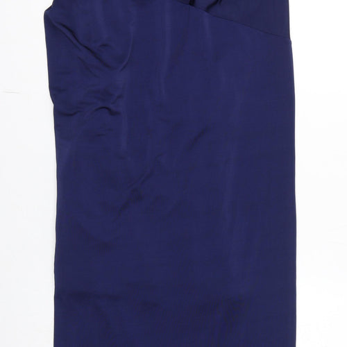 Debut Womens Blue Polyester Maxi Size 16 V-Neck Pullover