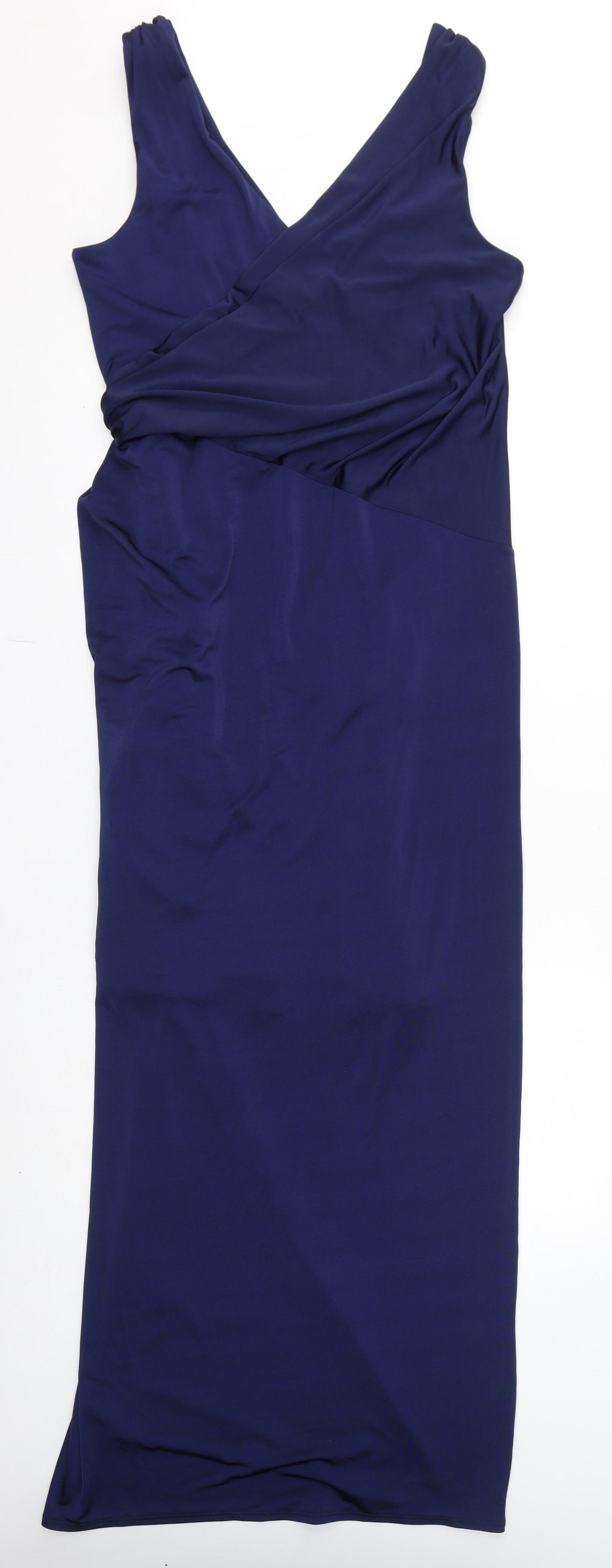 Debut Womens Blue Polyester Maxi Size 16 V-Neck Pullover