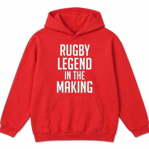 Rugby Boys Red Cotton Pullover Hoodie Size 12-13 Years Pullover - Rugby Legend In The Making